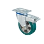 Колесо большегрузное полиуретановое поворотное с тормозом 160 мм Tellure Rota 627404 нагрузка 500 кг, полиуретан TR- ROLL, алюминий 627404