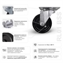 Колесо термостойкое поворотное RONEL RL01 BSS 100 RL01 BSS 100